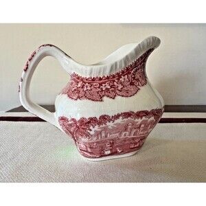 MASON'S VISTA PINK IRONSTONE CREAMER Ornate 4" Vintage Red Ivory